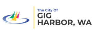 city of gig harbor logo with boat sails in red yellow and green