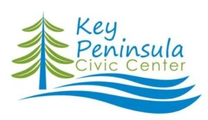 key peninsula civics center logo with tree and waves blue and green