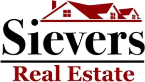 sievers logo real estate red and black with roofs