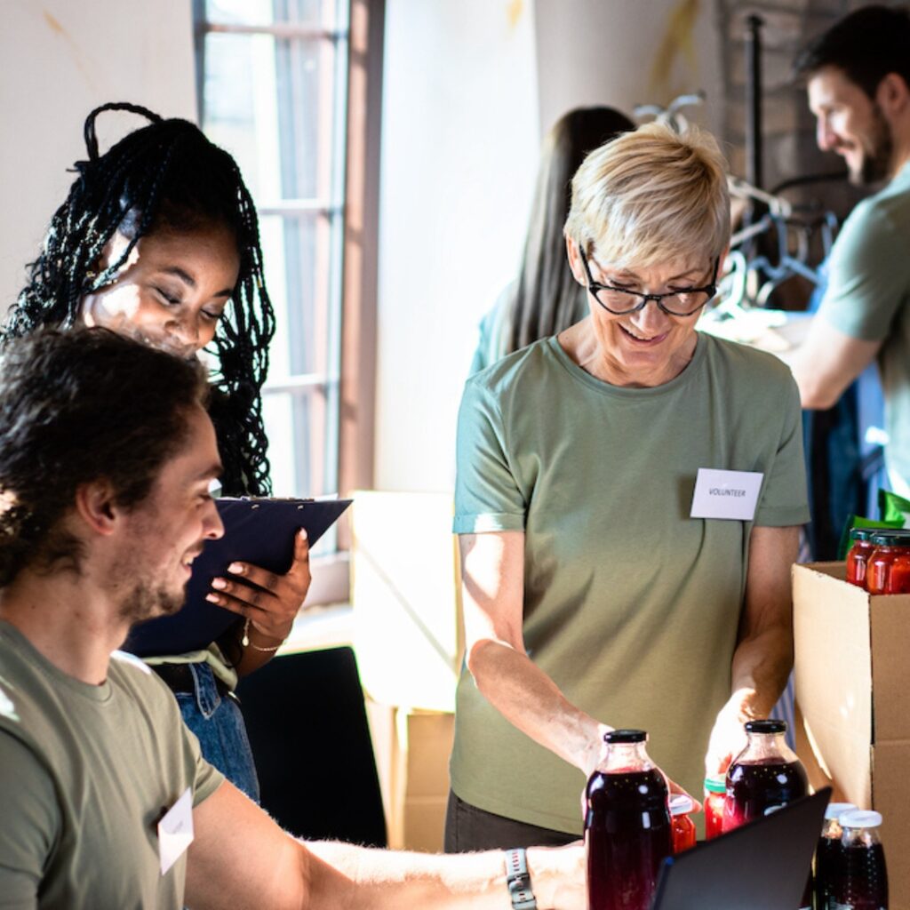 people volunteering at an event