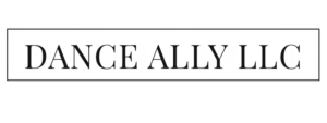 dance ally black and white text logo